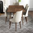 Adel Solid Wood Dining Room Table and Beige Velvet Chair Set