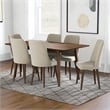 Adel Solid Wood Dining Room Table and Beige Velvet Chair Set