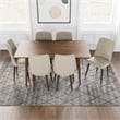 Adel Solid Wood Dining Room Table and Beige Velvet Chair Set