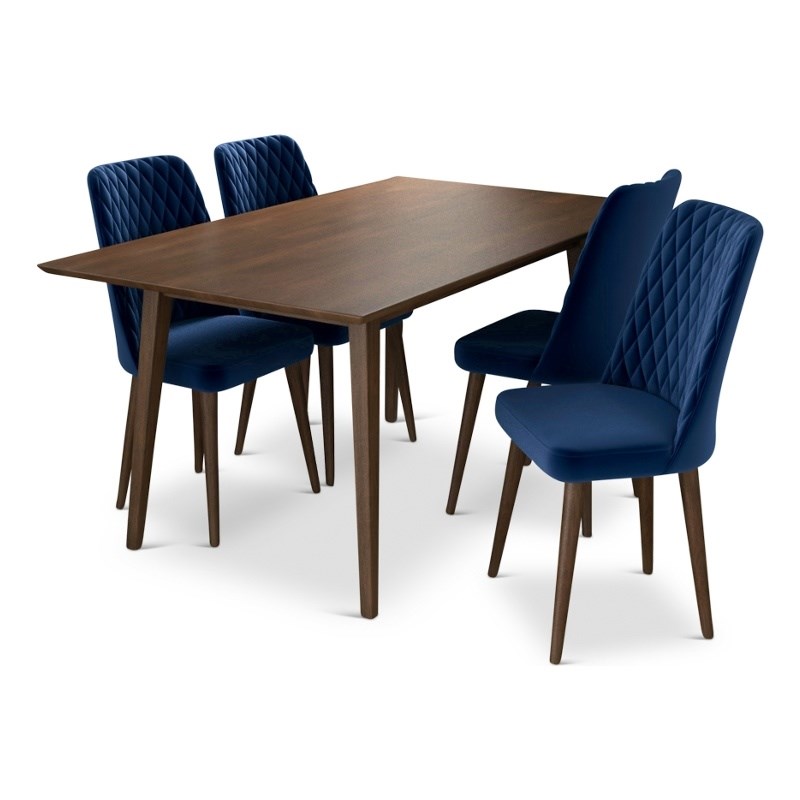Austin Mid Century Modern Solid Wood 5 Piece Furniture Set
