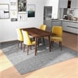 Adaya Modern Solid Wood Walnut Dining Table and 4 Chair Set