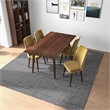 Adaya Modern Solid Wood Walnut Dining Table and 4 Chair Set