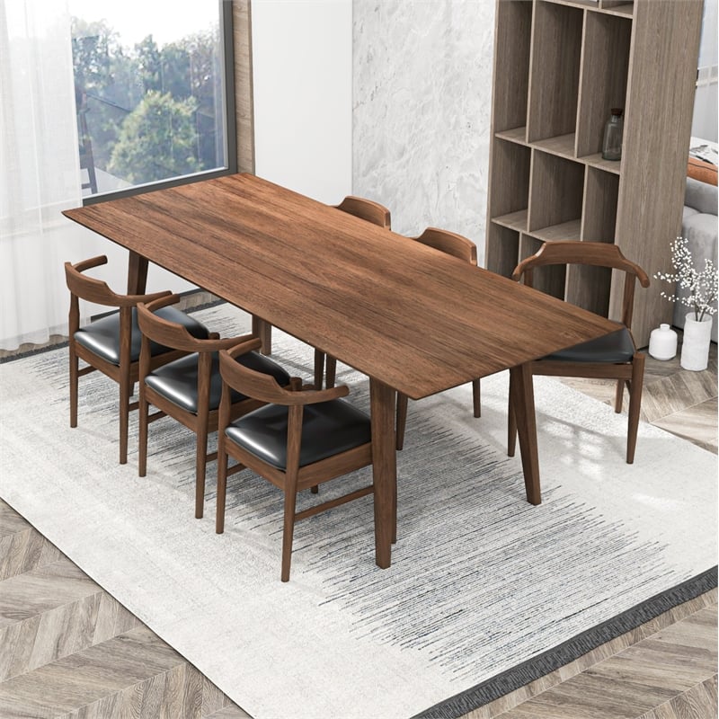 Adonia Modern Solid Wood Walnut Dining Room & Kitchen Table and Chairs Set of 6