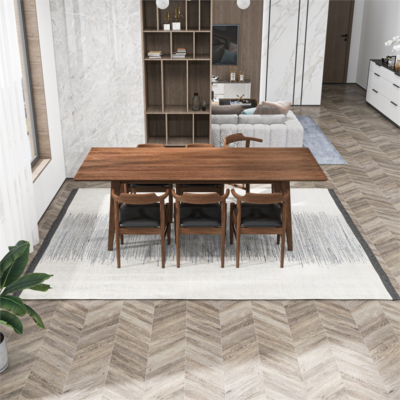 Adonia Modern Solid Wood Walnut Dining Room & Kitchen Table and Chairs Set of 6