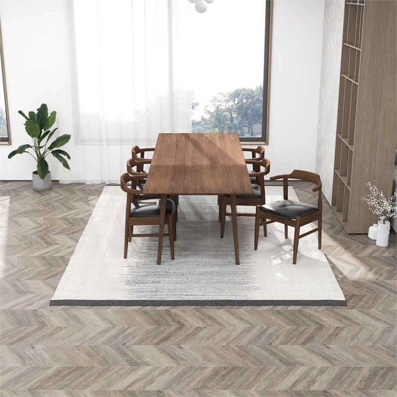 Adonia Modern Solid Wood Walnut Dining Room & Kitchen Table and Chairs Set of 6