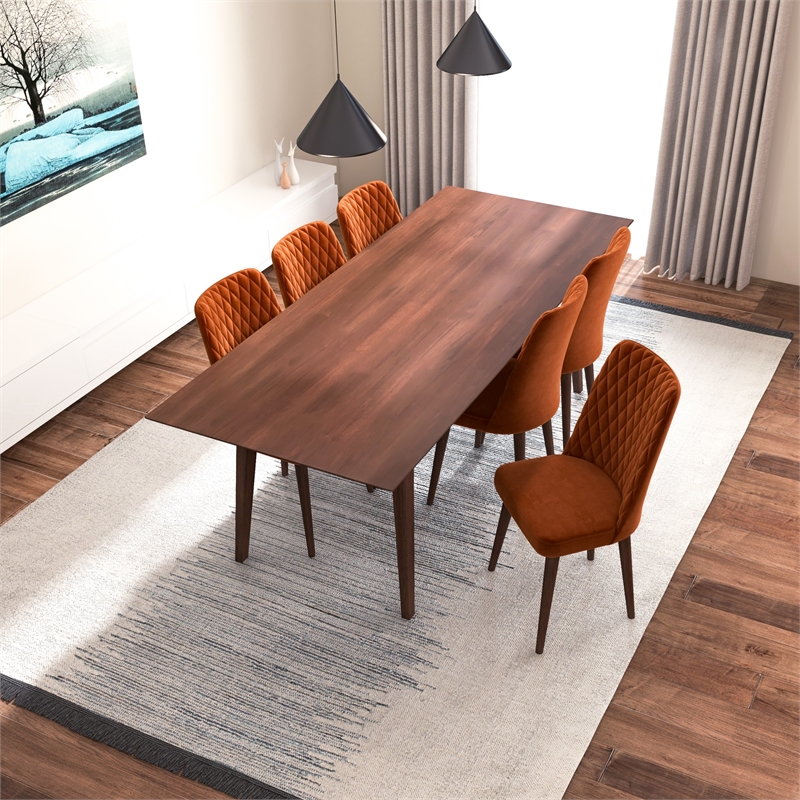 Adkins 7-Piece Solid Wood Walnut Dining Room & Kitchen Table and Chair Set
