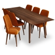 Adkins 7-Piece Solid Wood Walnut Dining Room & Kitchen Table and Chair Set