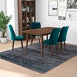 Adara Modern Solid Wood Table and Teal Velvet Chair Dining Room Furniture Set