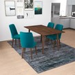 Adara Modern Solid Wood Table and Teal Velvet Chair Dining Room Furniture Set