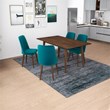 Adara Modern Solid Wood Table and Teal Velvet Chair Dining Room Furniture Set