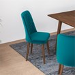Adara Modern Solid Wood Table and Teal Velvet Chair Dining Room Furniture Set