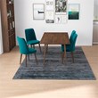 Adara Modern Solid Wood Table and Teal Velvet Chair Dining Room Furniture Set