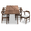 Anda Modern Solid Wood Walnut Dining Room & Kitchen Table and Chairs Set of 6