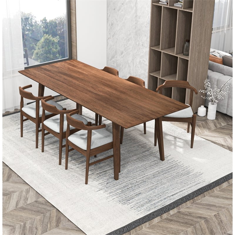 Anda Modern Solid Wood Walnut Dining Room & Kitchen Table and Chairs Set of 6