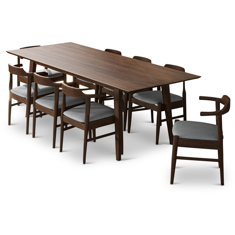Avondale 9-Piece Modern Solid Wood Walnut Kitchen&Dining Room Table and Chairs