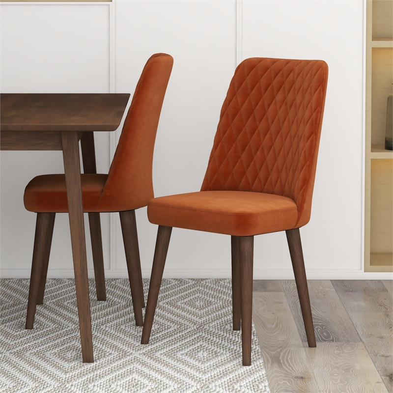 Allison Modern Solid Wood Walnut Dining Room & Kitchen Table and Chairs Set of 4