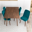 Adino Modern Solid Wood Table and Teal Velvet Chair Dining Room Furniture Set