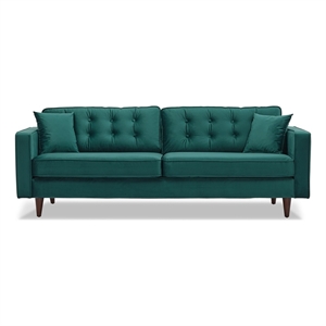 Ophelia Mid Century Modern Furniture Style Green Velvet Living Room Couch