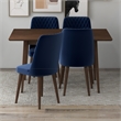 Adelia Modern Solid Wood Walnut Dining Table and 4 Chair Set