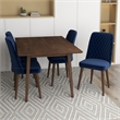 Adelia Modern Solid Wood Walnut Dining Table and 4 Chair Set