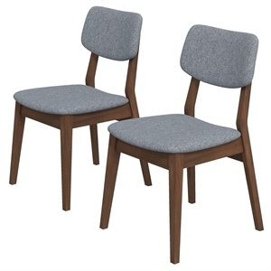 Abreville Mid-Century Modern Gray Fabric Upholstered Dining Chair (Pair)