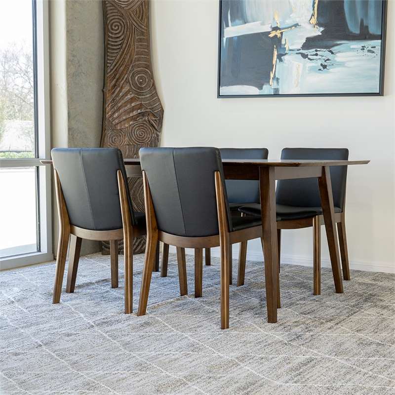 Astiya Modern Solid Wood Walnut Kitchen & Dining Room 5 Piece Furniture Set