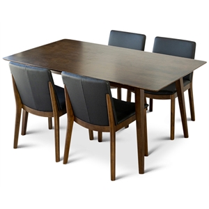 Astiya Modern Solid Wood Walnut Kitchen & Dining Room 5 Piece Furniture Set