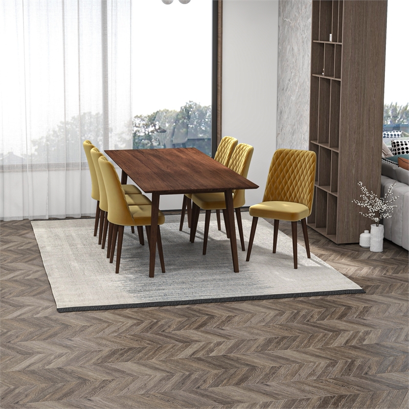 Adeline 7-Piece  Modern Solid Wood Dining Room Table and Chair Set