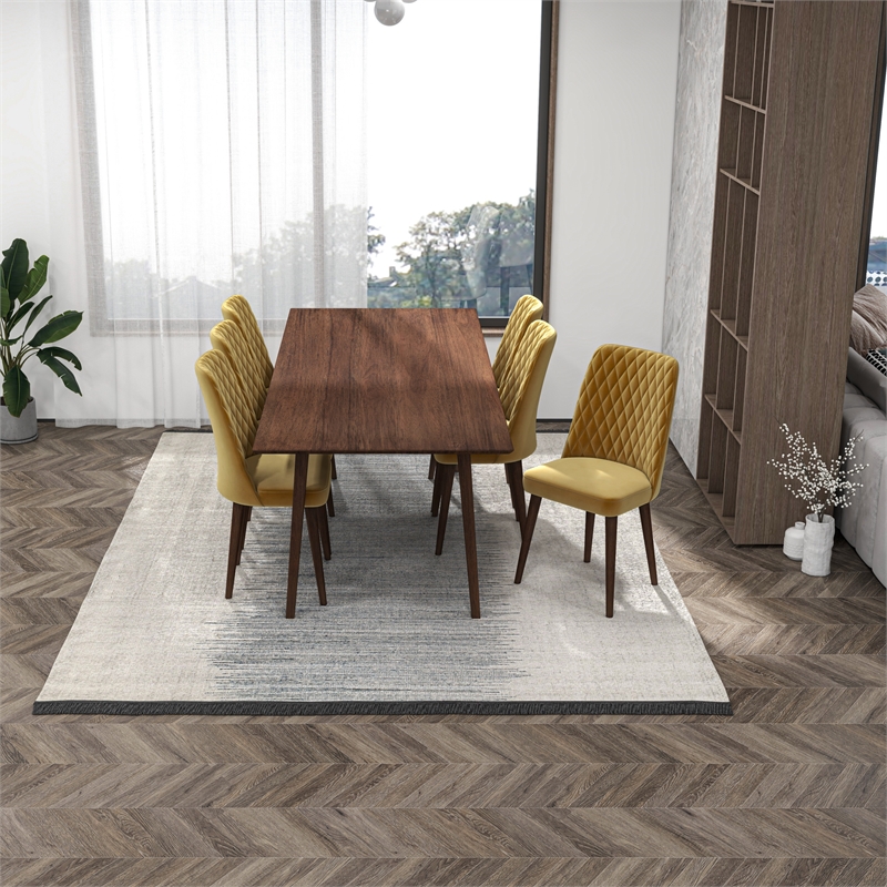 Adeline 7-Piece  Modern Solid Wood Dining Room Table and Chair Set