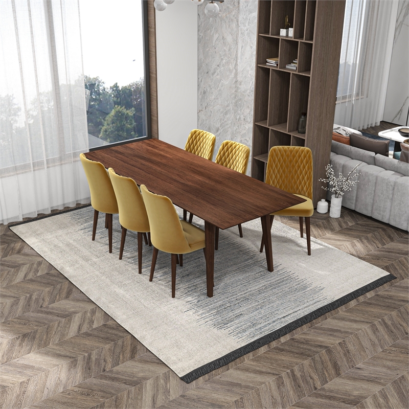 Adeline 7-Piece  Modern Solid Wood Dining Room Table and Chair Set