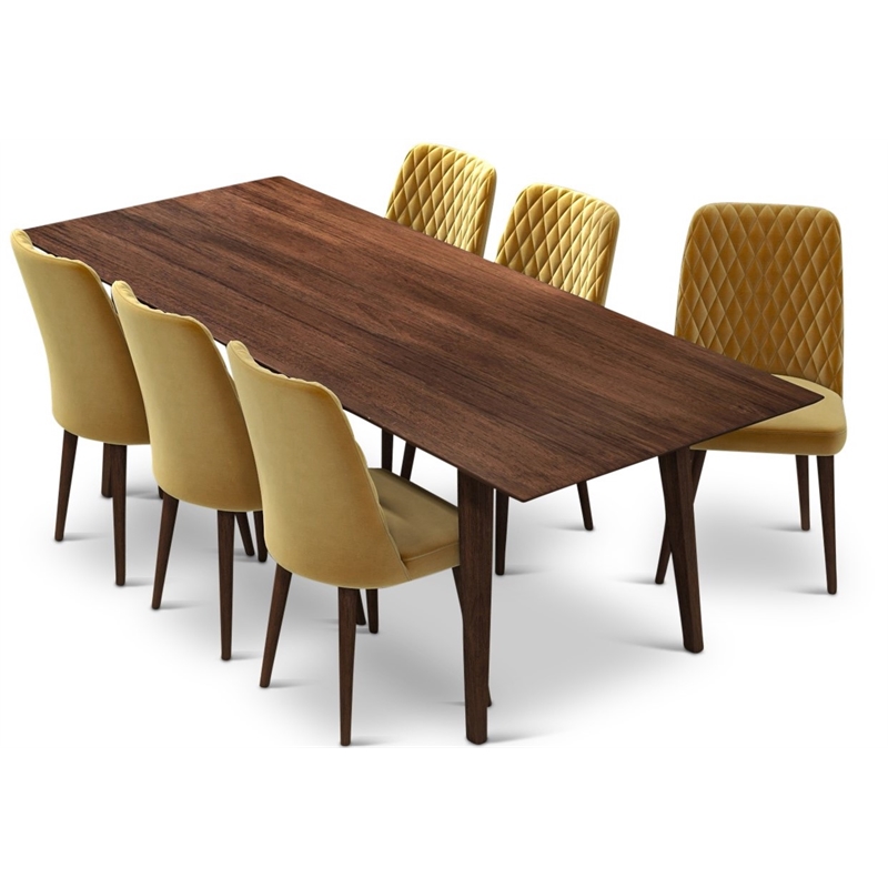 Adeline 7-Piece  Modern Solid Wood Dining Room Table and Chair Set