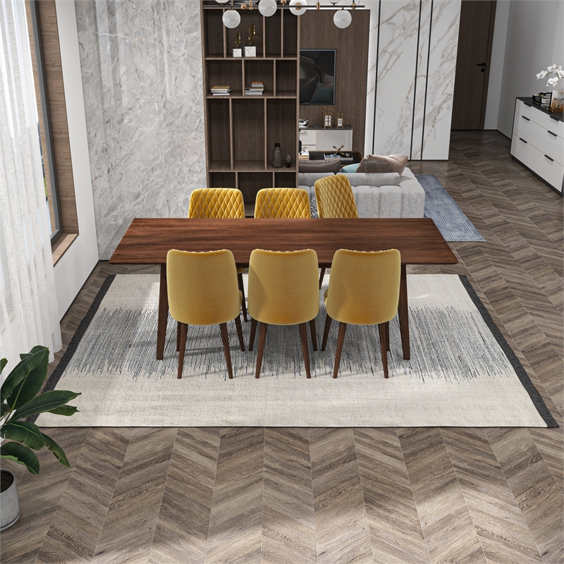 Adeline 7-Piece  Modern Solid Wood Dining Room Table and Chair Set