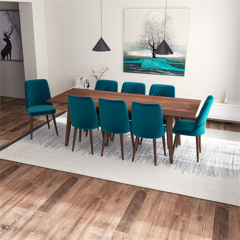 Addison 9-Piece Modern Solid Wood Dining Room Table and Chair Set