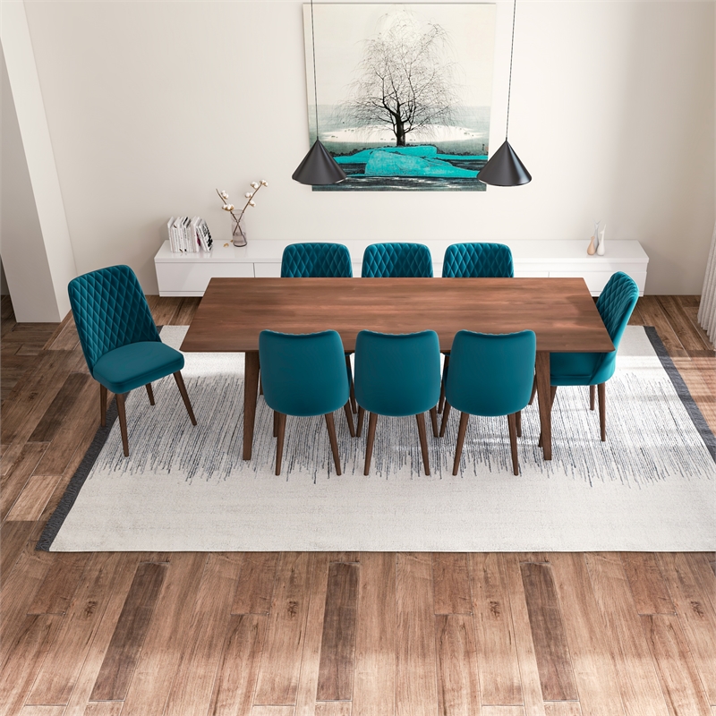 Addison 9-Piece Modern Solid Wood Dining Room Table and Chair Set