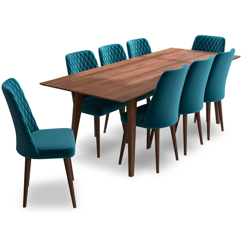 Addison 9-Piece Modern Solid Wood Dining Room Table and Chair Set