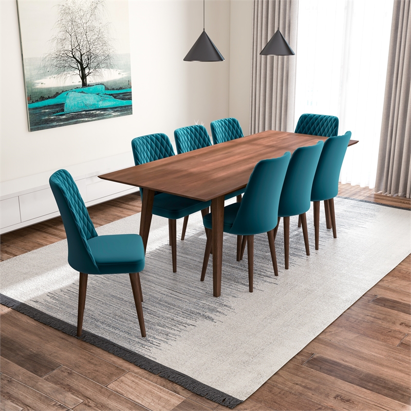 Addison 9-Piece Modern Solid Wood Dining Room Table and Chair Set