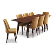 Annabelle 9-Piece Modern Dining Room Solid Wood Table and Gold Velvet Chair Set