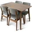 Alma Modern Small Solid Wood Walnut Kitchen & Dining Room Table and Chairs for 4