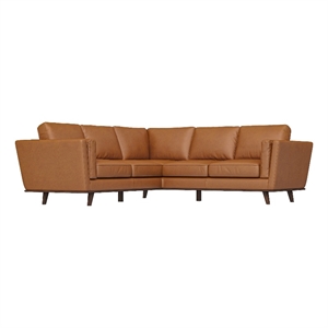 Everdale Modern Living Room Symmetrical Corner Tan Leather Sectional Sofa