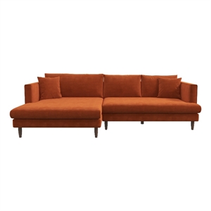 Denise Modern Living Room Orange Velvet Corner Left-Facing Sectional Sofa