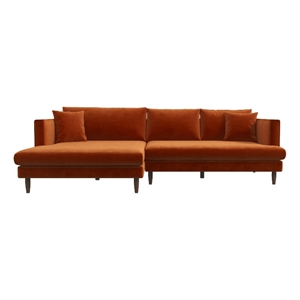denise modern living room orange velvet corner left-facing sectional sofa