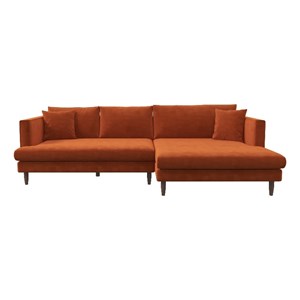 Denise Modern Living Room Orange Velvet Corner Right-Facing Sectional Sofa