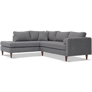 mineola grey fabric modern living room corner sectional sofa