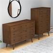 Noah Mid-Century Modern 6-Drawer Double-Dresser Solid Wood in Brown