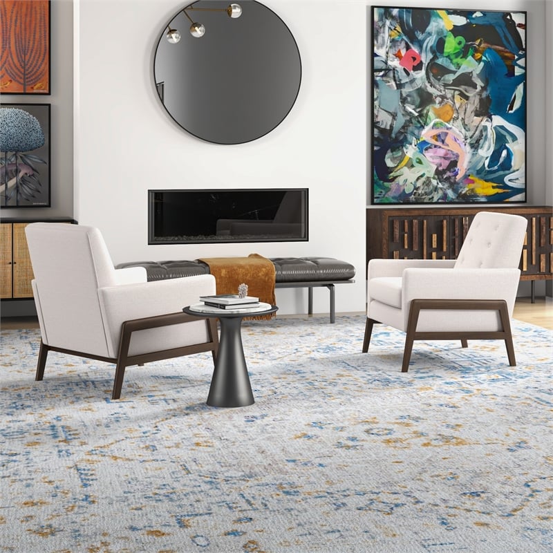 Sophia Mid-Century Modern Living Room Cream Linen Accent Armchair Set of 2