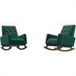 Walker Pillow Back Velvet Indoor Nursery Rocking Chairs in Green (Set of 2)