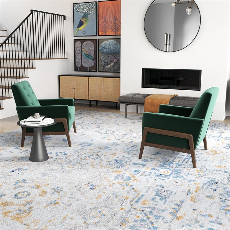 Sophia Mid-Century Modern Tufted Green Velvet Accent Armchair Set of 2