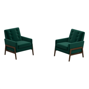 sophia mid-century modern tufted green velvet accent armchair set of 2