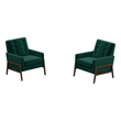 Sophia Mid-Century Modern Tufted Green Velvet Accent Armchair Set of 2