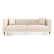 Lana Mid Century Modern Tufted Cream Velvet Living Room Couch